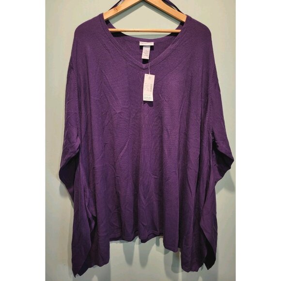 New Catherines Purple Lightweight Asymmetrical V Neck Sweater Sz 5X - Picture 1 of 7